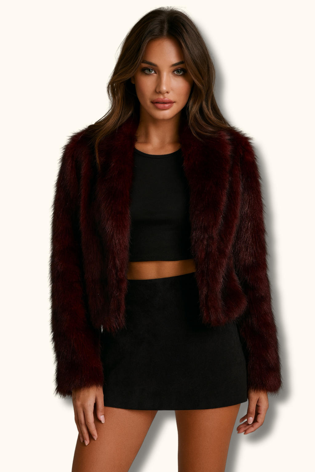 Veste Fourrure Bordeau